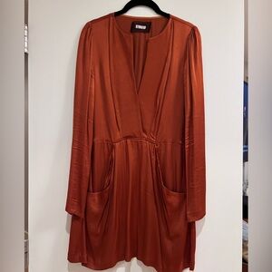 REFORMATION // orange silky mini dress